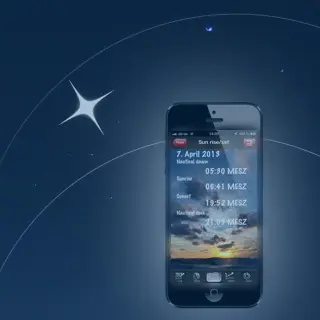 Visualización de la pantalla con las horas de salida y puesta del sol.