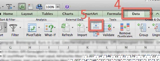 Separate the data into columns