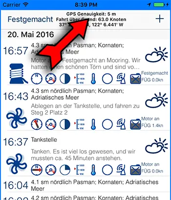 Screenshot mit aktiviertem Autoeintragungen Autoeintragungen an oder aus-schalten mit blauem Rahmen