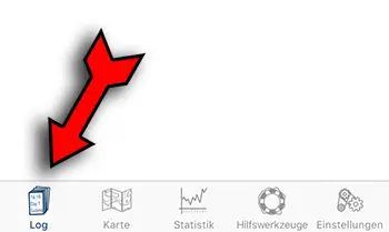 Screenshot der Iphone App Tabbar mit dem ersten Tab Log