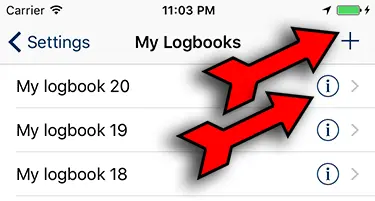 Screenshot of the logbook management Create and edit a new logbook