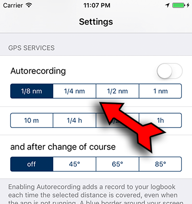 distance or time settings for autorecording