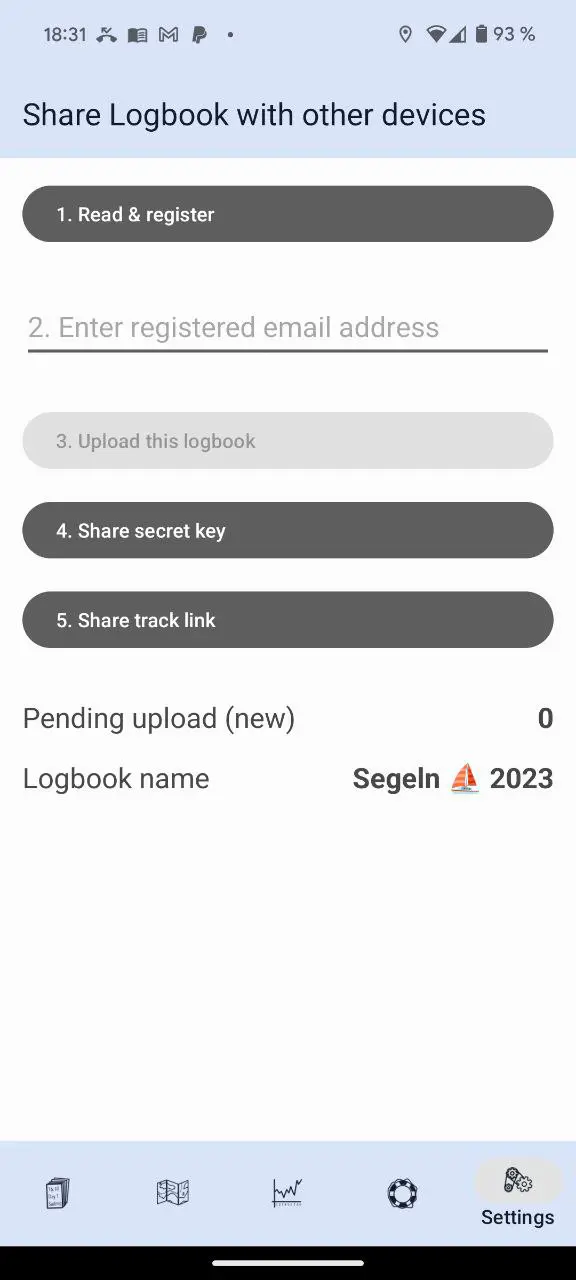 Settings for Sync Screenshot Logbook App Settings > Logbooks > Logbook Sync