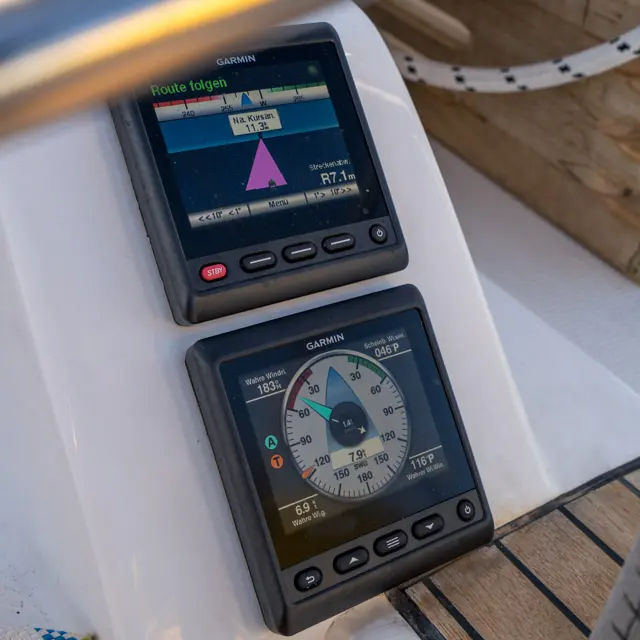 Instruments from Garmin showing vessels NMEA data on deck instruments showing NMEA data