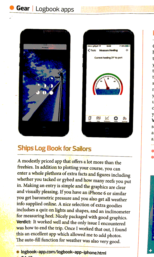 Article from Sailing Today of Logbook App